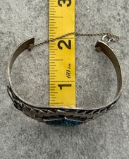 Fred Harvey era  NAVAJO High Grade spider web Turquoise Sterling Bracelet 6.75in - Additional view 14
