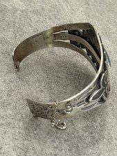 Fred Harvey era  NAVAJO High Grade spider web Turquoise Sterling Bracelet 6.75in - Additional view 9