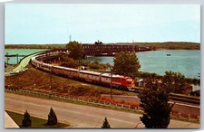 Fred Harvey Leaving Santa Fe Bridge Over Mississippi River IA Postcard Z1