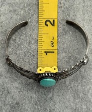 Vintage Fred Harvey Era Navajo Turquoise Scalloped Sterling Bracelet 6.75 in - Additional view 11