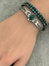 Fred Harvey Era THUNDERBIRD Navajo BOW & ARROW Turquoise SMALL Sterling Bracelet - Additional view 4