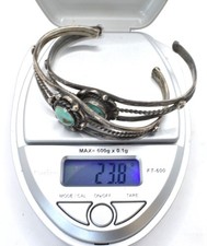 2 Navajo Fred Harvey Era 30's Vintage Sterling Silver Turquoise Cuff Bracelet - Additional view 3