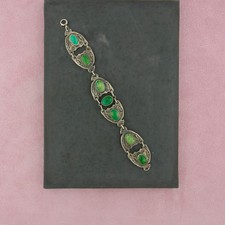 fred harvey era sterling silver vintage turquoise thunderbird bracelet 7.5in