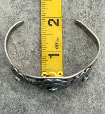 FRED HARVEY ERA 40's Navajo Turquoise TRIPLE CONCHO DOME Sterling Bracelet 7 in - Additional view 11
