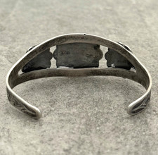 FRED HARVEY ERA 40's Navajo Turquoise TRIPLE CONCHO DOME Sterling Bracelet 7 in - Additional view 8