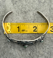 FRED HARVEY ERA 40's Navajo Turquoise TRIPLE CONCHO DOME Sterling Bracelet 7 in - Additional view 10