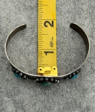 Vintage Fred Harvey Era Navajo Turquoise Dome STAMPED Sterling Bracelet 7 in - Additional view 11