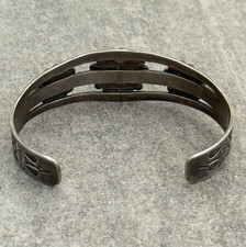 Vintage Fred Harvey Era Navajo Turquoise Dome STAMPED Sterling Bracelet 7 in - Additional view 7