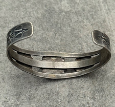 Vintage Fred Harvey Era Navajo Turquoise Dome STAMPED Sterling Bracelet 7 in - Additional view 8