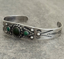 Vintage FRED HARVEY ERA Navajo Turquoise ARROWHEAD Sterling Bracelet 6.8 in - Additional view 3