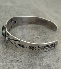 Vintage FRED HARVEY ERA Navajo Turquoise ARROWHEAD Sterling Bracelet 6.8 in - Additional view 5