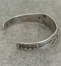 Vintage FRED HARVEY ERA Navajo Turquoise ARROWHEAD Sterling Bracelet 6.8 in - Additional view 6