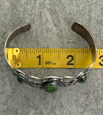 VTG FRED HARVEY ERA Navajo 3 Turquoise Thunderbird Sterling  Bracelet 42+g 7 in - Additional view 11