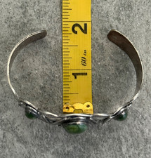 VTG FRED HARVEY ERA Navajo 3 Turquoise Thunderbird Sterling  Bracelet 42+g 7 in - Additional view 12
