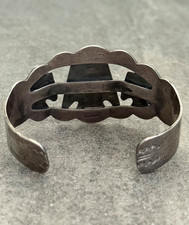 VTG FRED HARVEY ERA Navajo 3 Turquoise Thunderbird Sterling  Bracelet 42+g 7 in - Additional view 8