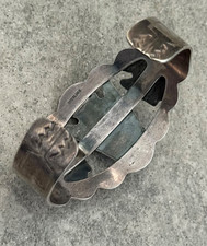 VTG FRED HARVEY ERA Navajo 3 Turquoise Thunderbird Sterling  Bracelet 42+g 7 in - Additional view 9