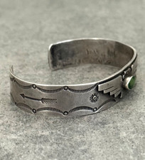 OLD FRED HARVEY ERA THUNDERBIRD Navajo Turquoise Sterling silver Bracelet 7 in - Additional view 5
