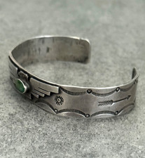 OLD FRED HARVEY ERA THUNDERBIRD Navajo Turquoise Sterling silver Bracelet 7 in - Additional view 6