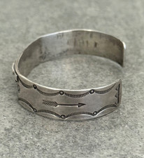 OLD FRED HARVEY ERA THUNDERBIRD Navajo Turquoise Sterling silver Bracelet 7 in - Additional view 7