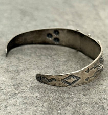 OLD Vintage FRED HARVEY ERA Navajo Turquoise ARROWHEAD Sterling Bracelet 6.9 in - Additional view 6