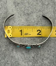 OLD Vintage FRED HARVEY ERA Navajo Turquoise ARROWHEAD Sterling Bracelet 6.9 in - Additional view 9