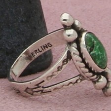 fred harvey era sterling silver vintage beaded turquoise arrows ring size 5 - Additional view 2