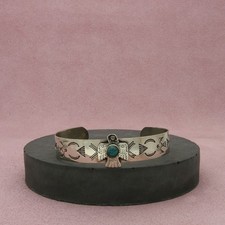 fred harvey era nickel silver vintage thunderbird cuff bracelet size 6.25in