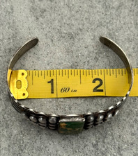 RARE FRED HARVEY ERA Navajo CERRILLOS Turquoise Sterling BUTTONS Bracelet 6.9 in - Additional view 11