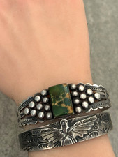 OLD FRED HARVEY ERA Navajo THUNDERBIRD Sterling silver Bracelet 6.9 in - Additional view 1