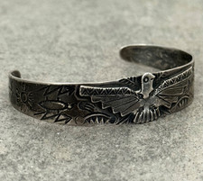 OLD FRED HARVEY ERA Navajo THUNDERBIRD Sterling silver Bracelet 6.9 in - Additional view 2