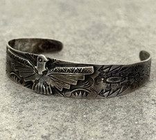 OLD FRED HARVEY ERA Navajo THUNDERBIRD Sterling silver Bracelet 6.9 in - Additional view 3