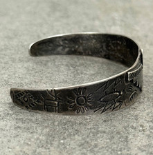 OLD FRED HARVEY ERA Navajo THUNDERBIRD Sterling silver Bracelet 6.9 in - Additional view 5