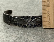 OLD FRED HARVEY ERA Navajo THUNDERBIRD Sterling silver Bracelet 6.9 in - Additional view 9