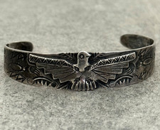 OLD FRED HARVEY ERA Navajo THUNDERBIRD Sterling silver Bracelet 6.9 in