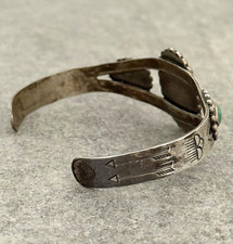 Vintage Fred Harvey era Navajo Turquoise Sterling silver Bracelet 6.9 in - Additional view 6