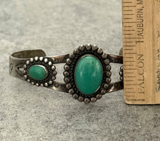 Vintage Fred Harvey era Navajo Turquoise Sterling silver Bracelet 6.9 in - Additional view 9