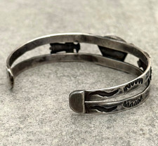 Old Vintage FRED HARVEY era Navajo Thunderbird Turquoise Silver Bracelet 7.25 in - Additional view 6