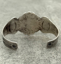 OLD Fred Harvey Era Navajo NO.8 Turquoise Cluster Sterling Bracelet 7 in - Additional view 11