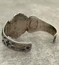 OLD Fred Harvey Era Navajo NO.8 Turquoise Cluster Sterling Bracelet 7 in - Additional view 9