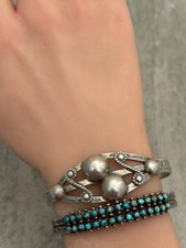 Vintage FRED HARVEY ERA Navajo DOME CONCHO Sterling Silver Bracelet 6.75 in - Additional view 1