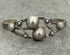 Vintage FRED HARVEY ERA Navajo DOME CONCHO Sterling Silver Bracelet 6.75 in