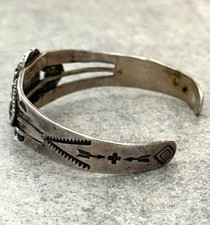 Vintage FRED HARVEY ERA Navajo Turquoise STAMPED Sterling Bracelet 6.75 in - Additional view 6