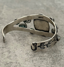 Vintage FRED HARVEY ERA Navajo Turquoise SNAKE CONCHO Sterling Bracelet 6.75 in - Additional view 6