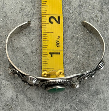 Vintage FRED HARVEY ERA Navajo Turquoise SNAKE CONCHO Sterling Bracelet 6.75 in - Additional view 10