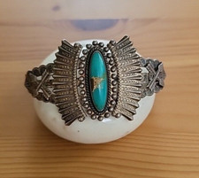 FRED HARVEY Era  Turquoise  & Sterling Arrows Cuff Bracelet Rare Vintage - Additional view 1