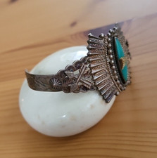 FRED HARVEY Era  Turquoise  & Sterling Arrows Cuff Bracelet Rare Vintage - Additional view 6