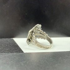 Vintage Fred Harvey Era Sterling Silver Concho Green Turquoise Size 5 Ring 4.9g - Additional view 4