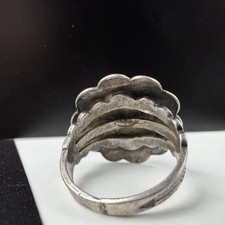 Vintage Fred Harvey Era Sterling Silver Concho Green Turquoise Size 5 Ring 4.9g - Additional view 5