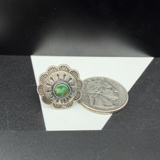 Vintage Fred Harvey Era Sterling Silver Concho Green Turquoise Size 5 Ring 4.9g - Additional view 9