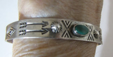 Vtg Fred Harvey Era Sterling Silver Turquoise Bracelet Native American Stamping - Additional view 10